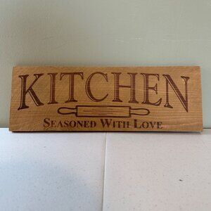 Kitchen Seasoned with Love sign Rustic Farmhouse decoration Valentines Day